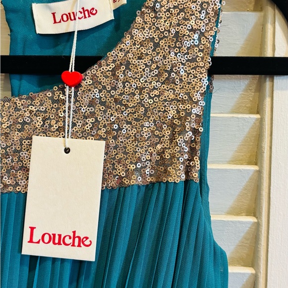 Louche Teal Sequin Maxi Dress - Picture 3 of 4